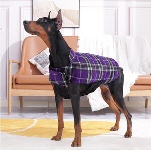 Kuoser Warm Dog Coat Reversible Jacket Waterproof British Style Plaid